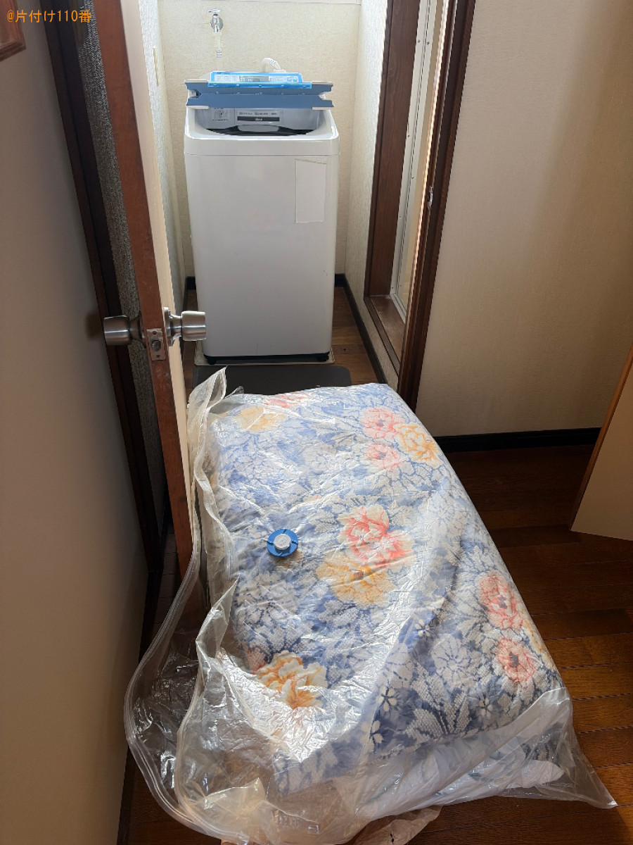 マットレス付きセミダブルベッド、洗濯機、テレビ、冷蔵庫等の回収
